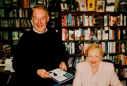 mature man and woman in a library